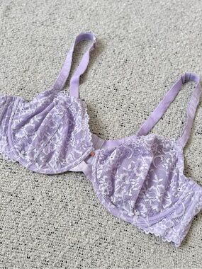 Savage X Fenty Lavender Lace Underwire Bra 44 D